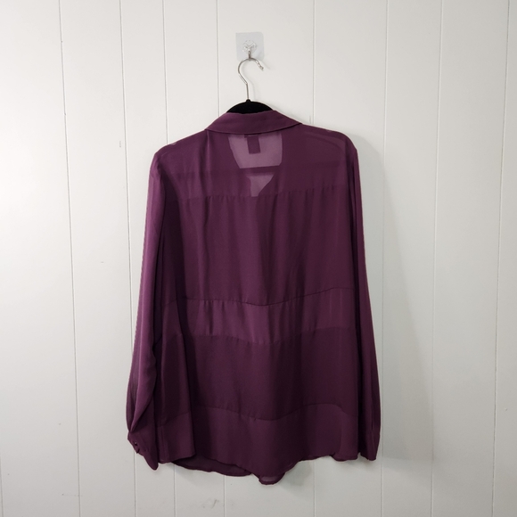 Torrid Purple Sheer Long Sleeve Blouse Top Office Work Wear Casual Plus size 1X - Picture 2 of 6